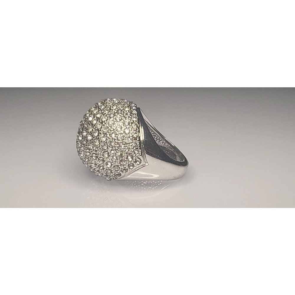 Sterling? Silver Tone Sparkly CZ Dome Oversized Mushroom Statement Ring Size 8